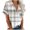 White, variant on Women's Plaid Short Sleeve T Shirt Lapel Neck Button Down Open Blouses Tops Basic Work Tees Comfy Summer Clothes