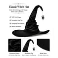 thumbnail image 3 of Breezora Halloween Witch Hat Set with Ruched Long Gloves for Women Costume Accessory Black Pointed Cap Dress Up Prop for Party Club Cosplay, 3 of 5