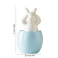 thumbnail image 3 of SCNOR Blue Ceramic Easter Bunny Figurine Hand-Painted Easter Decor, Spring Table Centerpiece Ornament Gift for Home Mantel Shelf Decorations, 3 of 6