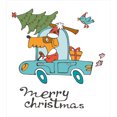 thumbnail image 3 of Christmas Duvet Cover Set, Blue Vintage Car Dog Driving Santa Costume Bird Tree Gift Present, Decorative 3 Piece Bedding Set with 2 Pillow Shams, Calking Size, White Multicolor, by Ambesonne, 3 of 3