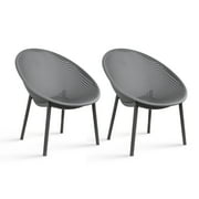 2xhome Set of 2 Mid-Century Modern Plastic Lounge Chair Plastic Legs with Breathable Perforated Egg Shaped Seat for Indoor/Outdoor Use.