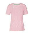 thumbnail image 3 of Tops de Ajuste Suelto para las Mujeres Sudadera Casual Impresa Manga Corta Cuello Redondo Superior, Poliéster, 3 of 4