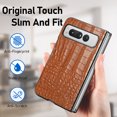 thumbnail image 2 of SaniMore for Google Pixel Fold 7.6" 2023 Case, Crocodile Texture PU Leather ull Protection with Tempered Glass Screen Protector Wear-resistant Vintage Folding Shell Shockproof Drop-resistant, Brown, 2 of 8