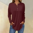 thumbnail image 3 of Womens Henley Tops Long Sleeve, Yigetop Long Sleeve Tops for Women Neck Casual Petite T Shirts Long Sleeve Tunic Tops for Women Wine S, 3 of 6
