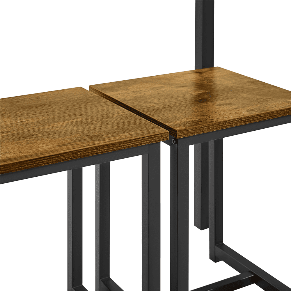 Renwick Industrial 3-Piece Dining Table Set, Rustic Brown