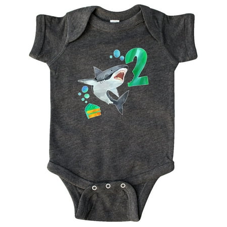 

Inktastic Second Birthday Shark with Cake Gift Baby Boy or Baby Girl Bodysuit