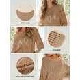 thumbnail image 3 of DOKOTOO Crochet Hollow Out Tops for Woman 3/4 Sleeve Spring Summer Shirts Stretchy Beachwear Cover Up Tops, 3 of 8