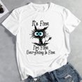 thumbnail image 2 of Fashion Everything Is Fine Cat Camiseta de manga corta CX03289 (Blanco) (XXL) FLhrweasw Para estrenar, 2 of 2