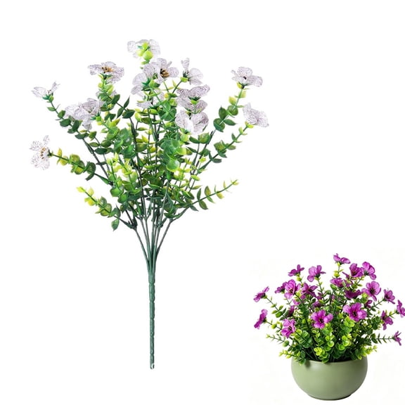 Goopatch Artificial Flowers, Realistic Silk Morning Glory Faux Flowers with Eucalyptus Greenery, Fake Flower Bouquet for Porch Window Box Planter Garden Indoor Outdoor Home Decoration