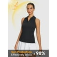 thumbnail image 2 of BALEAF Golf Shirts for Woman Sleeveless Tennis Tank Tops V-Neck Racerback Polo Collar Black L, 2 of 7