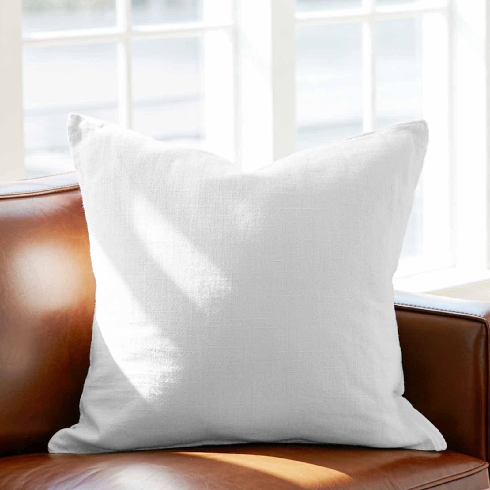 Pillow Covers 26x26 Inch, Pure White Linen Pillowcase with Invisible Zipper, Simple Solid Color Decorative Throw Pillow Covers Cushion Case for Couch Sofa Bed Living Room
