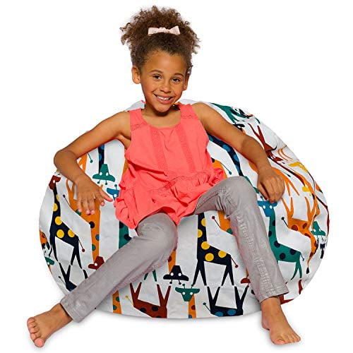 Posh Fauteuil Poire, Grand-38 Po, Girafes en Toile sur Fond Blanc