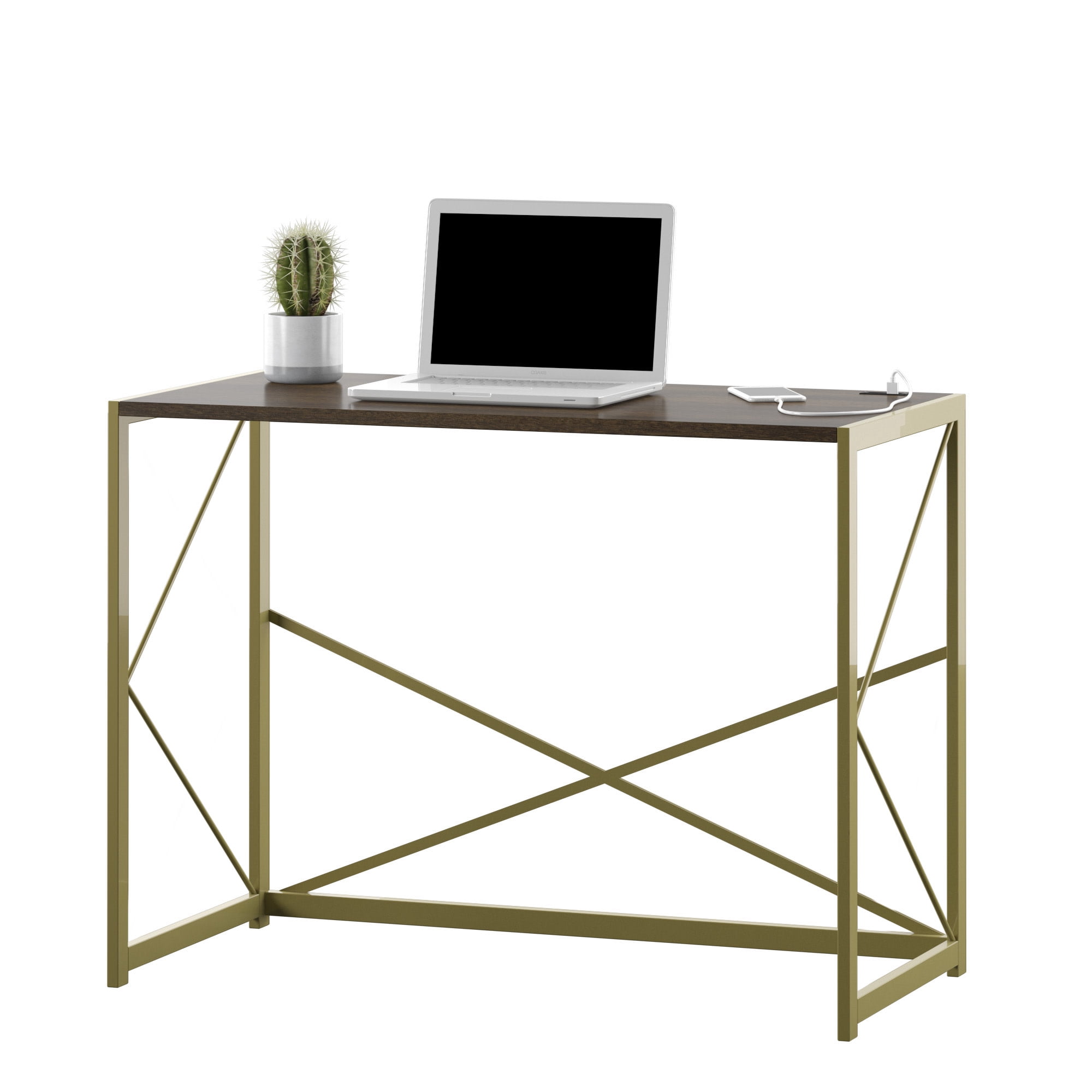 Twin Star Home Writing Desk with USB Charging Ports