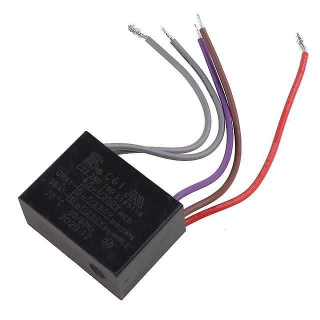 Cbb61 Condensador de ventilador de techo 4,5 uf + 6uf + 6uf 5 Cable 250v 5 Condensador de arranque de velocidad Feliz Sencillez