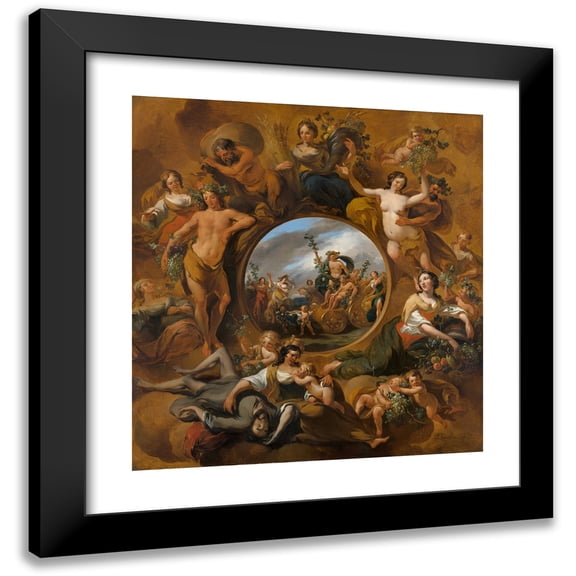 Nicolaes Pietersz. Berchem 12x13 Black Modern Framed Museum Art Print Titled - Allegory of Autumn (C. 1670)