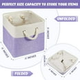 thumbnail image 2 of 6 Pcs 11 x 11 Inch Cube Storage Bins Fabric Cube Storage Organizer Bins Foldable Storage Cube Baskets with Sturdy Carry Handles Multipurpose Storage Cube for Home (White, Purple), 2 of 12