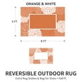 thumbnail image 6 of SIXHOME Outdoor Rug 5'x8' Waterproof Reversible Patio Rug Floral Border Plastic Straw Indoor Outdoor Rug for RV Camping Garden Picnic Beach Deck Backyard Porch Decor Orange and White, 6 of 6