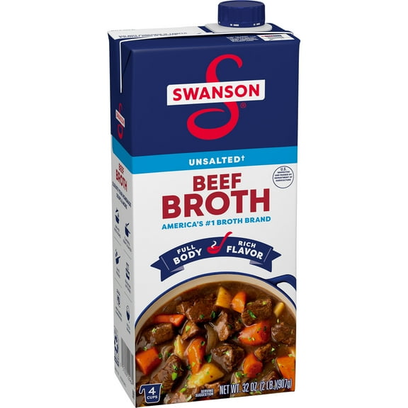 Swanson Unsalted Beef Broth, 32 oz Carton