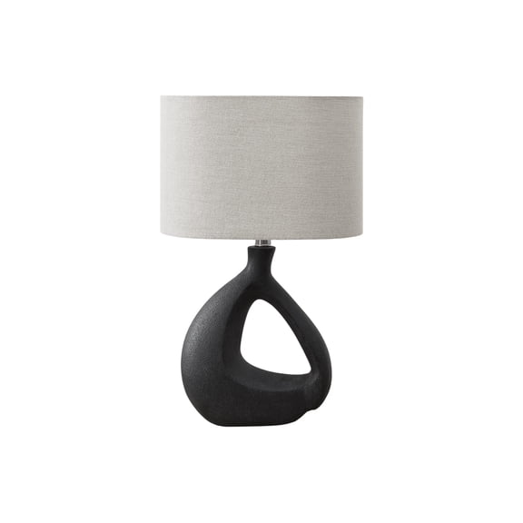 Lighting - 23"h - Table Lamp - Black Resin - gray Shade - Contemporary - Modern