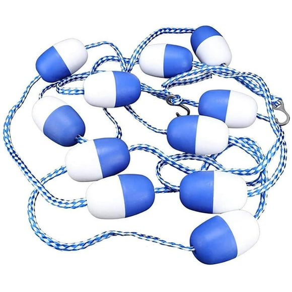 Ligne Flottante de Corde de Sécurité de Piscine de 16,4 Pieds, Accessoires de Piscine Ligne de Bouée Flottante en Plastique de Séparation de Sécurité pour les Piscines, les Sources Chaudes et les Plages Peu Profondes (Bleu)