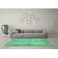 thumbnail image 3 of Ahgly Company Machine Washable Indoor Rectangle Oriental Turquoise Blue Traditional Area Rugs, 2' x 5', 3 of 4