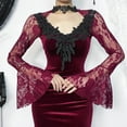 thumbnail image 4 of Gothic Velvet Dress for Women Long Sleeve Vampire Witch Costume Halloween Maxi Dress Elegant Cosplay Outfit, 4 of 8