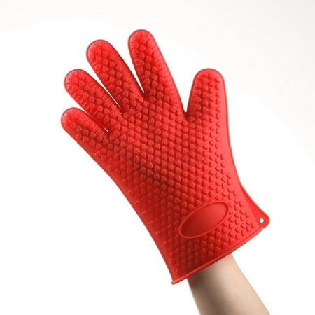 Heat Resistant Silicone Grilling Glove - Red