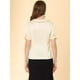 thumbnail image 5 of Blusa de Satén de Manga Corta con Decoración de Botones y Cuello Vuelto Allegra K para Mujer Beige M, 5 of 6