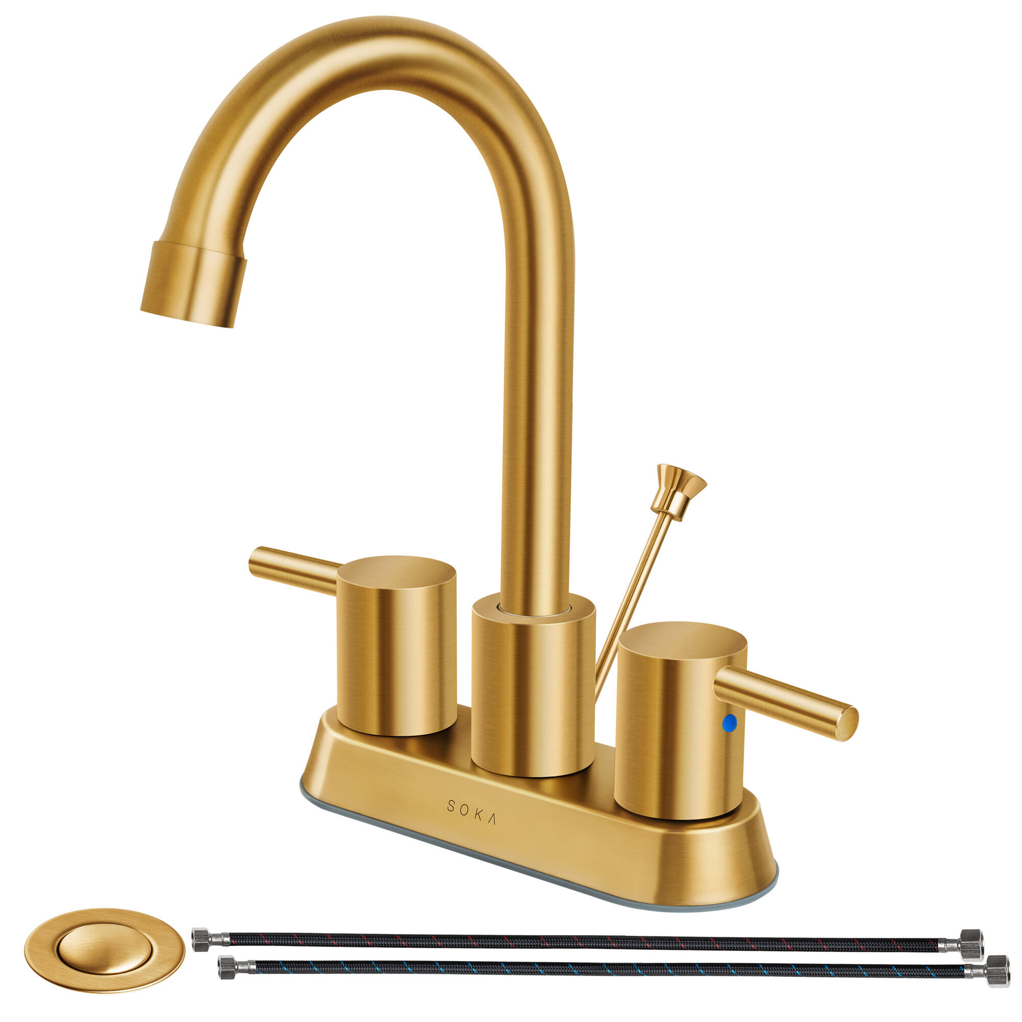 SOKA 816 Inch Widespread Bathroom Faucet 2 Handles Gold Commercial