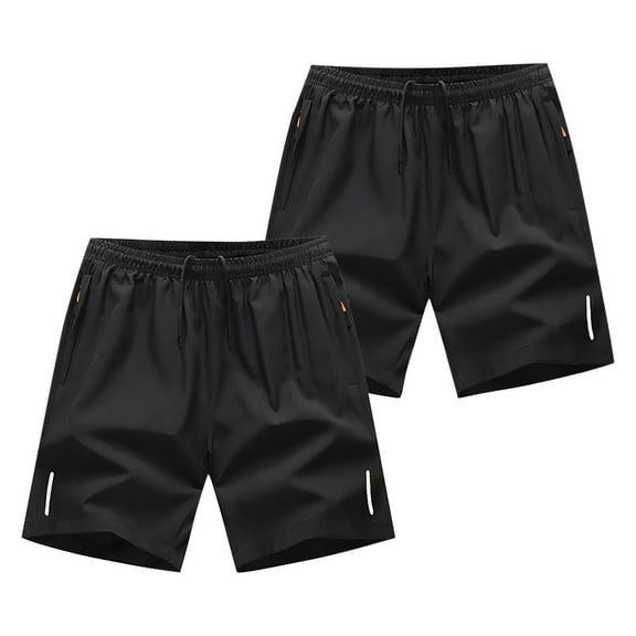 Erwazi 2 Pack Knee Length Shorts for Men Casual Elastic Waist Drawstring Athletic Shorts with Zipper Pockets, 4XL