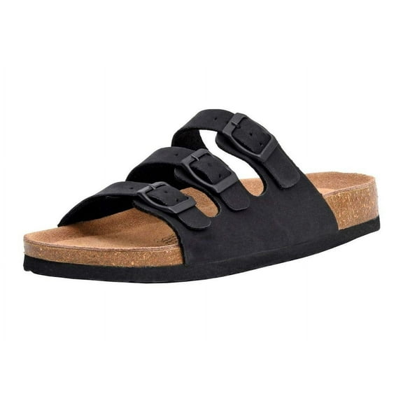 CUSHIONAIRE Women's Lela Cork footbed Sandal with Comfort, BLACK 9 W