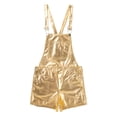 thumbnail image 5 of Lejafay Men's Shiny Metallic Adjustable Bib Overall Suspender Short Romper Overalls Hotpants Festival Gold M, 5 of 7
