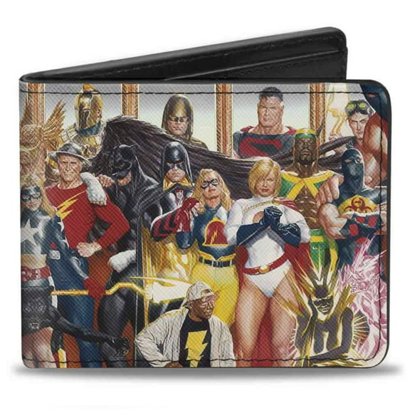 DC Comics Wallet, Bifold, Justice Society of America Issue 26 Alex Ross Cover Pose, Vegan Leather