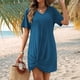 thumbnail image 4 of Vestido de Verano para Mujer, con Escote en V y Mangas , Color Azul Lago, Talla M, 4 of 8