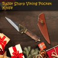 thumbnail image 6 of Qulajoy Camping Knife - Hand Forged Viking Pocket Knife 7Cr17MOV Blade - Dragon Head Handle and Leather Sheath - Outdoor Knife for Hunting & Camping, 6 of 6