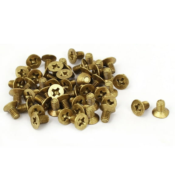 Uxcell M3 x 5mm Brass Drive Flat Head Countersunk Screws GB819 (50-pack)