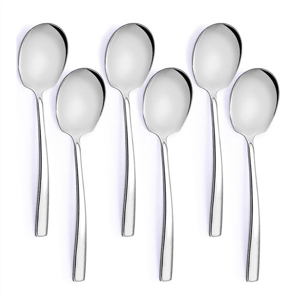 Juego de 6 Cucharas Grandes para Servir de Acero Inoxidable de 9,14 Pulgadas, Utensilios Grandes para Servir para Bufés, Fiestas, Catering, Aptos para Lavavajillas