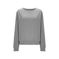 thumbnail image 4 of Htigea Womens Crewneck Sweatshirts Casual Long Sleeve Pullover Loose Tunic Tops Solid Color Fall Base Layer Shirts Gray XXL, 4 of 6