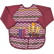 Abstract Kids Art Smock Apron - Maroon Long Sleeve Waterproof Bib for Painting, Feeding and More - 2 Pockets - Microfiber with Vinyl Lining - Large