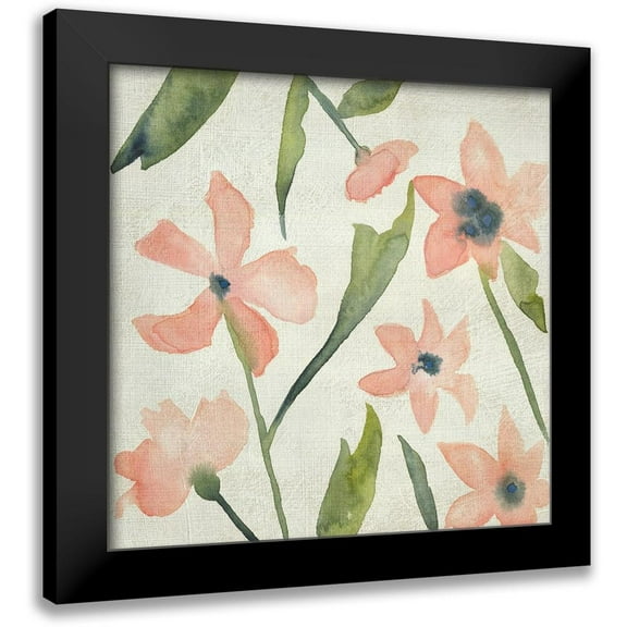 Zarris, Chariklia 12x12 Black Modern Framed Museum Art Print Titled - Blush Pink Blooms IV