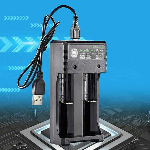 Waroomhouse Battery Charger Multifunctional Independent Charging Dual Slots 4.2V USB Smart Battery Charger Test Capacity for 18650 18500 14500 26650