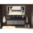 thumbnail image 6 of Nile 60" Gray Wood Floating Vanity with Black Top and Brushed Nickel Trim, 6 of 6