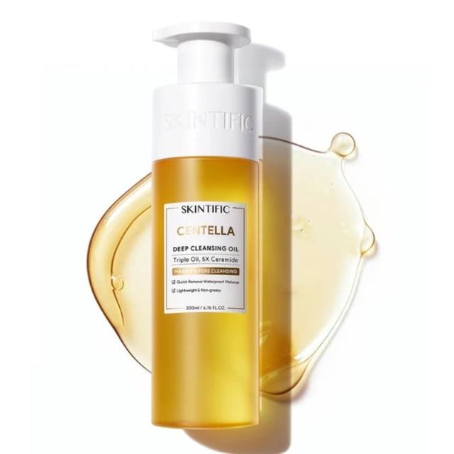 SKINTIFIC Centella Deep Cleansing Oil, Triple Oil System, 200ml, Makeup and Pore Cleansing