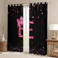 thumbnail image 2 of Manfei Personalized Initial E Black Out Curtains for Preppy Child,Pink Ribbon Bow Knot Curtains Pack of 2 (42x63 Each),Bling Glitter Bedroom Curtains,Luxury Bedroom Decor, 2 of 6