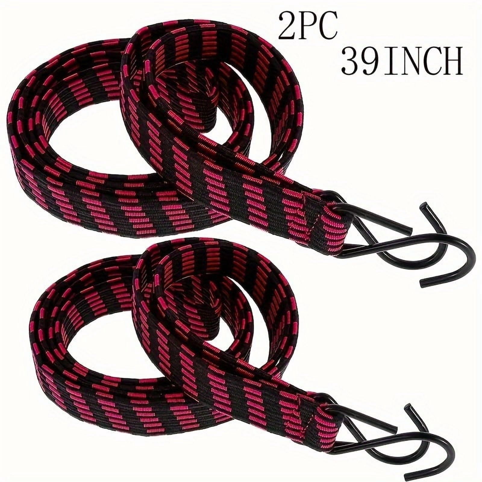 2pcs 39inch/78.7inch Bungee Cords, Elastic Bungees Cords with Hooks, Heavy Duty Luggage Bungee Straps, Anti-slip Flat Elasticity Rope for Motorcycle Bicycles