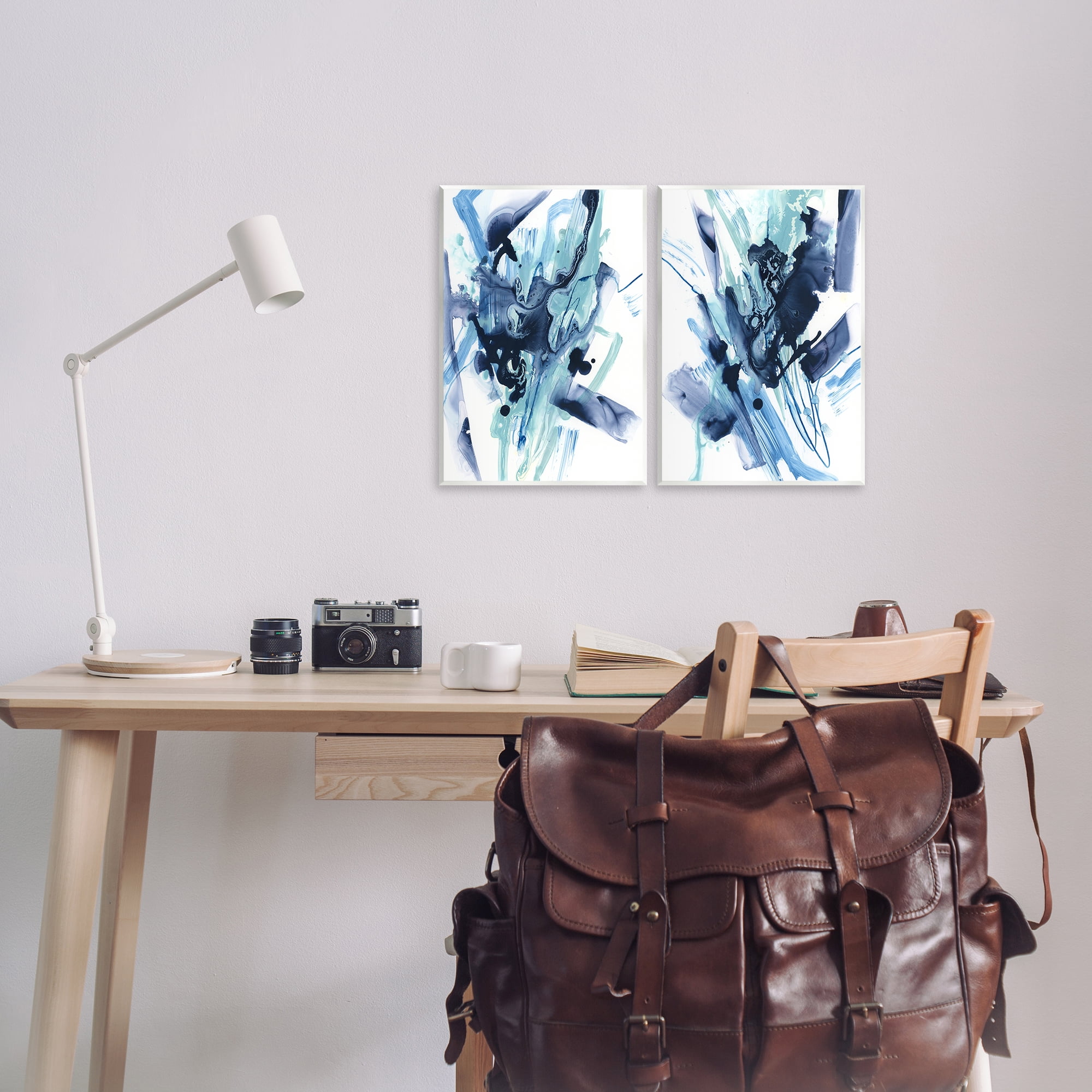 Stupell Industries Abstract Blue Splash Abstract Painting Unframed Art Print Wall Art, 11 x 14, Set of 2