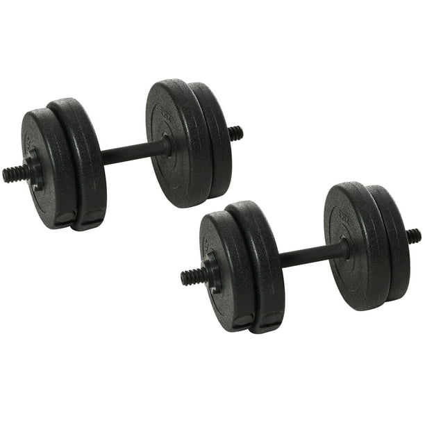 Soozier Adjustable 2 x 22lbs Weight Dumbbell Set for Weight Fitness  Training Exercise Fitness Home Gym Equipment, Black (Pair) 