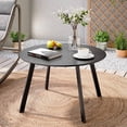 thumbnail image 5 of LAUSAINT HOME 28 Inch Round Metal Outdoor Coffee Table, Weather Resistant Patio Table with Adjustable Feet for Backyard Garden Deck, Black, 5 of 7