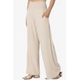 thumbnail image 3 of TheMogan Women's S~3X High Rise Smocked Elastic Waist Pull On Wide Leg Lounge Pants, 3 of 7