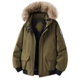 thumbnail image 3 of COSFO Warm Jackets for Men Work Green Full Zip Up Faux Fur Hooded Windbreaker Thick Long Sleeve Men Coat, 3 of 4